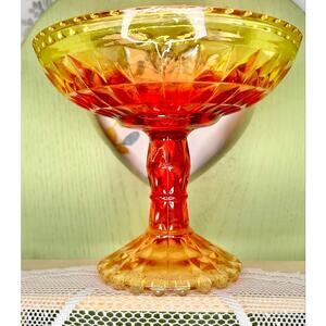 Jeanette Amberina Compote Pedestal Dish